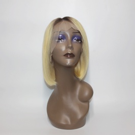 Platinum Blonde darkroot T1B/613 Lace Bob Wig Glueless Straight PrePlucked virgin human hair 150% Density Peruvian 13x4 