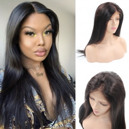 Elesis hair 150% Density Straight Full Lace Virgin Human Hair Wigs With Baby Hair For Black Women