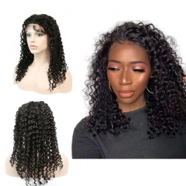 Italy curly Water Wave Glueless Full Lace Wigs Brazilian Remy Human Hair 130% Density