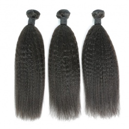 Elesis Brazilian Kinky Straight Human Hair 3 Bundles Remy Hair Wave Weft Coarse Afro Kinky Straight 100% Human Hair
