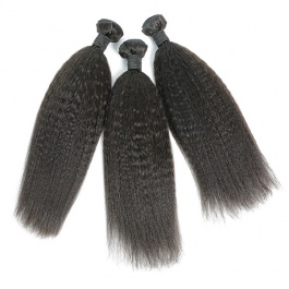 Elesis Brazilian Kinky Straight Human Hair 3 Bundles Remy Hair Wave Weft Coarse Afro Kinky Straight 100% Human Hair