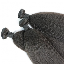 Elesis Brazilian Kinky Straight Human Hair 3 Bundles Remy Hair Wave Weft Coarse Afro Kinky Straight 100% Human Hair