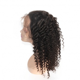 Pre-plucked Deep parting 13x6 lace frontal wig deep wave curly virgin human hair wig Elesis Virgin hair product 