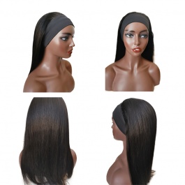 Elesis Virgin Hair Headband Scarf wigs Glueless No plucking Wigs Nautral Black -HB300