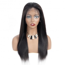 150% density Preplucked hairline natural straight lace frontal wig Elesis Virgin Hair wig