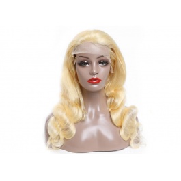 Russian honey blonde body wave frontal lace wig preplucked hairline