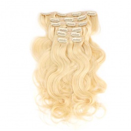 Elesis Virgin Hair Clip in hair extensions 613 Blonde virgin hair top grade human hair 7pieces set clip in 120 grams