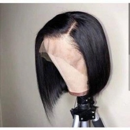 Bob wig Straight natural color double drawn hair lace frontal wig-Bob1