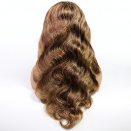 Elesis Virgin Remy Human Hair Lace Wigs Blonde Highlight Piano Colored #4/27 Wigs Body Wave Hair Wigs-H427BW