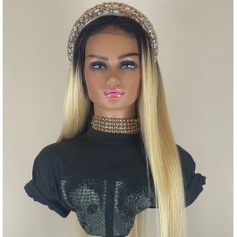Darkroot Blonde Toner T1B/613 Straight Virgin hair Wig  180% Density Brazilian hair lace closure /frontal wig