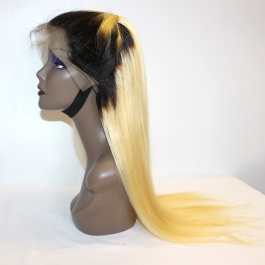 Darkroot Blonde Toner T1B/613 Straight Virgin hair Wig  180% Density Brazilian hair lace closure /frontal wig