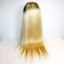 Darkroot Blonde Toner T1B/613 Straight Virgin hair Wig  180% Density Brazilian hair lace closure /frontal wig