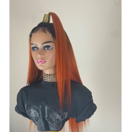 Orange Ginger Human Hair Wigs Ombre Color T#1b/130A Virgin Remy Hair Lace Wig 180% Brazilian  4x4 Closure Wig Lace Front