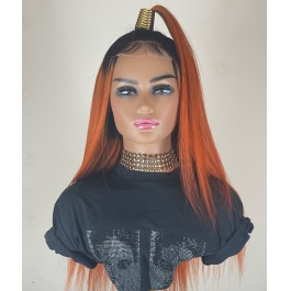 Orange Ginger Human Hair Wigs Ombre Color T#1b/130A Virgin Remy Hair Lace Wig 180% Brazilian  4x4 Closure Wig Lace Front