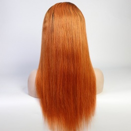 Orange Ginger Human Hair Wigs Ombre Color T#1b/130A Virgin Remy Hair Lace Wig 180% Brazilian  4x4 Closure Wig Lace Front