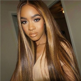 Elesis  balayage highlight P4/27 3bundles straight virgin remy hair piano color brazilian human hair-ST427