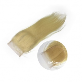 Blonde #613 4x4 Free Part Lace Closure Silky Straight Human Hair Swiss Lace Closure with Baby Hair