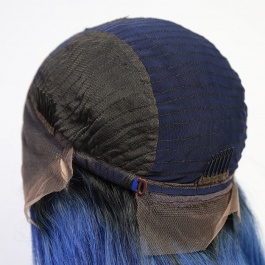 Ombre Toner 1B Blue color wigs virgin remy hair lace wig 180% Density Brazilian hair lace closure wig / frontal wig