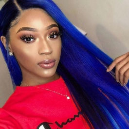 Ombre Toner 1B Blue color wigs virgin remy hair lace wig 180% Density Brazilian hair lace closure wig / frontal wig