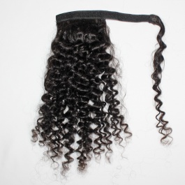 Machine Made Remy Hair Magic Wrap Around Ponytail Clip Human Hair deep wave-PT02