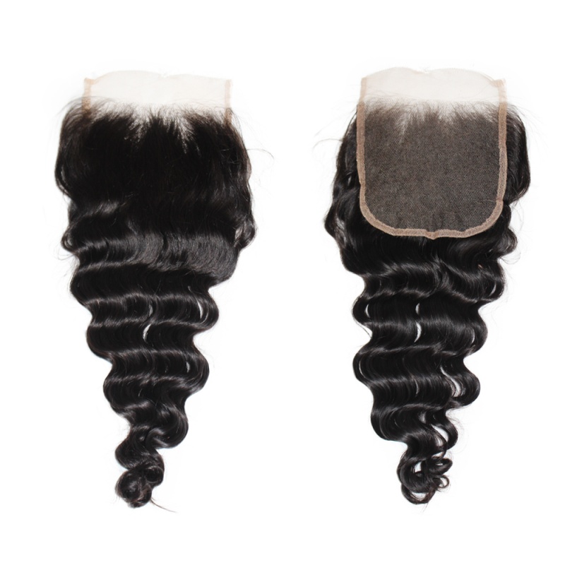 Top grade raw hair Swiss Transparent LACE/HD lace preplucked closure 5x5 free part loose wave more wavy closure