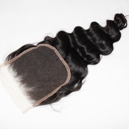 Top grade raw hair Swiss Transparent LACE/HD lace preplucked closure 5x5 free part loose wave more wavy closure