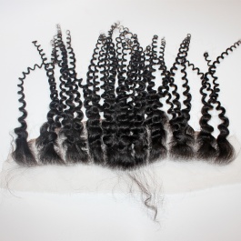Elesis Virgin hair top grade raw  brazilian hair Jerry Curly 3bundles with 13x4 preplucked frontal swiss lace / HD Lace