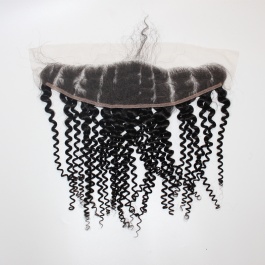 Elesis Virgin hair top grade raw  brazilian hair Jerry Curly 3bundles with 13x4 preplucked frontal swiss lace / HD Lace