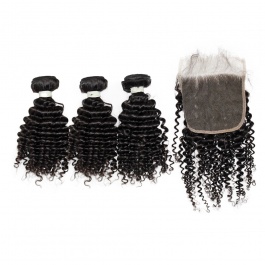 Elesishair top grade raw hair 3bundles Jerry curly with 5x5Lace closure brazilian human hair 