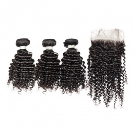 Elesishair top grade raw hair 3bundles Jerry curly with 5x5Lace closure brazilian human hair 
