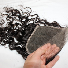 Top grade raw hair Swiss Transparent LACE/HD lace preplucked closure 5x5 free part water wave curly closure
