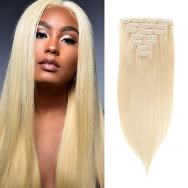 Elesis Virgin Hair Clip in hair extensions 613 Blonde virgin hair top grade human hair 7pieces set clip in 120 grams