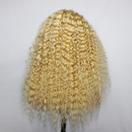 Elesis Virgin Remy Blonde deep curly 13x4Frontal wig Transparent HD lace wig 180% density