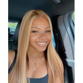 Elesis Hair 180% Density Blonde Highlight Piano Color #27/613 Lace Part Wig Straight Human Hair 