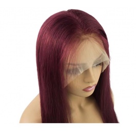 Short Bob Human hair wig Burgundy #99j color Virgin Remy Hair Lace Wig