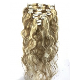 elesis virgin hair 7pcs set 120grams virgin clip in hair extensions Highlight color #8/613