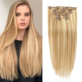 elesis virgin hair 7pcs set 120grams virgin remy clip in hair extensions highlight color #10/24