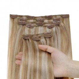 elesis virgin hair 7pcs set 120grams virgin remy clip in hair extensions highlight color #10/24