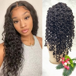 Brazilian Deep Wave Full Lace Wigs 150% Density Virgin Human Hair Pre Plucked Deep Curly Wigs with Baby Hair