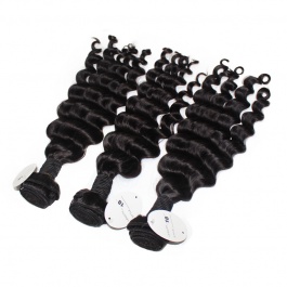 Elesis hair extensions 100% remy human hair loose wave more wave weave natural black 3bundles-VLW03