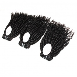 Elesis hair extensions new hairstyle double drawn thick bundles 3pcs small bouncy spring pixie curly remy human hair