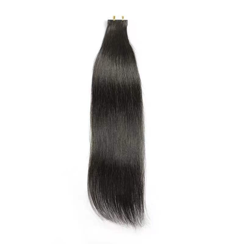 Natural black Straight virgin remy hair tape in extensions 50grams-Tape01