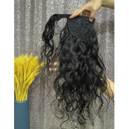 Elesis fashion Body wave ponytail Extension Natural Long Ponytails Wrap Around Clip in Hair piece Human Hair Virgin Remy