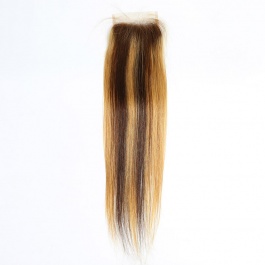 Balayage highlight straight 4x4Closure piano color p4/27  Lace Closure virgin remy hair-CST427