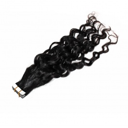 Natural black Water Wave tape in virgin remy hair extensions 1kg wholesale price-Tape12