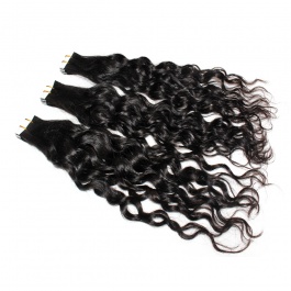 Natural black Water Wave tape in virgin remy hair extensions 1kg wholesale price-Tape12