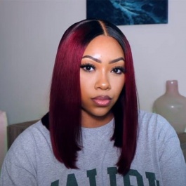 Short Bob Human hair wig Burgundy Toner 1B/99j color Virgin Remy Hair Lace Wig