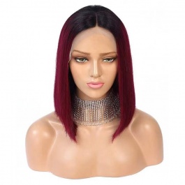 Short Bob Human hair wig Burgundy Toner 1B/99j color Virgin Remy Hair Lace Wig