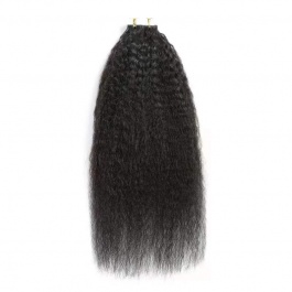 Natural black Kinky Straight virgin remy hair tape in extensions 40pieces-Tape06