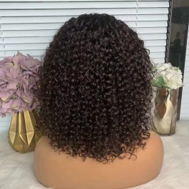 Curly Short Bob Wig with Bangs Brazilian Jerry curly Human hair Top RAW hair Glueless wig-Bob3